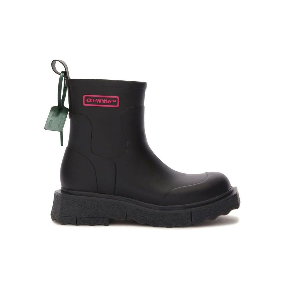 Off-White Mens Rubber Sponge Sole Waterproof Rain Boots Black Size 42